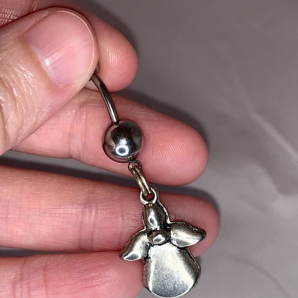 2 gem Ruby Red Cherub And Angel Dangle Belly Ring - Picture 4 of 16